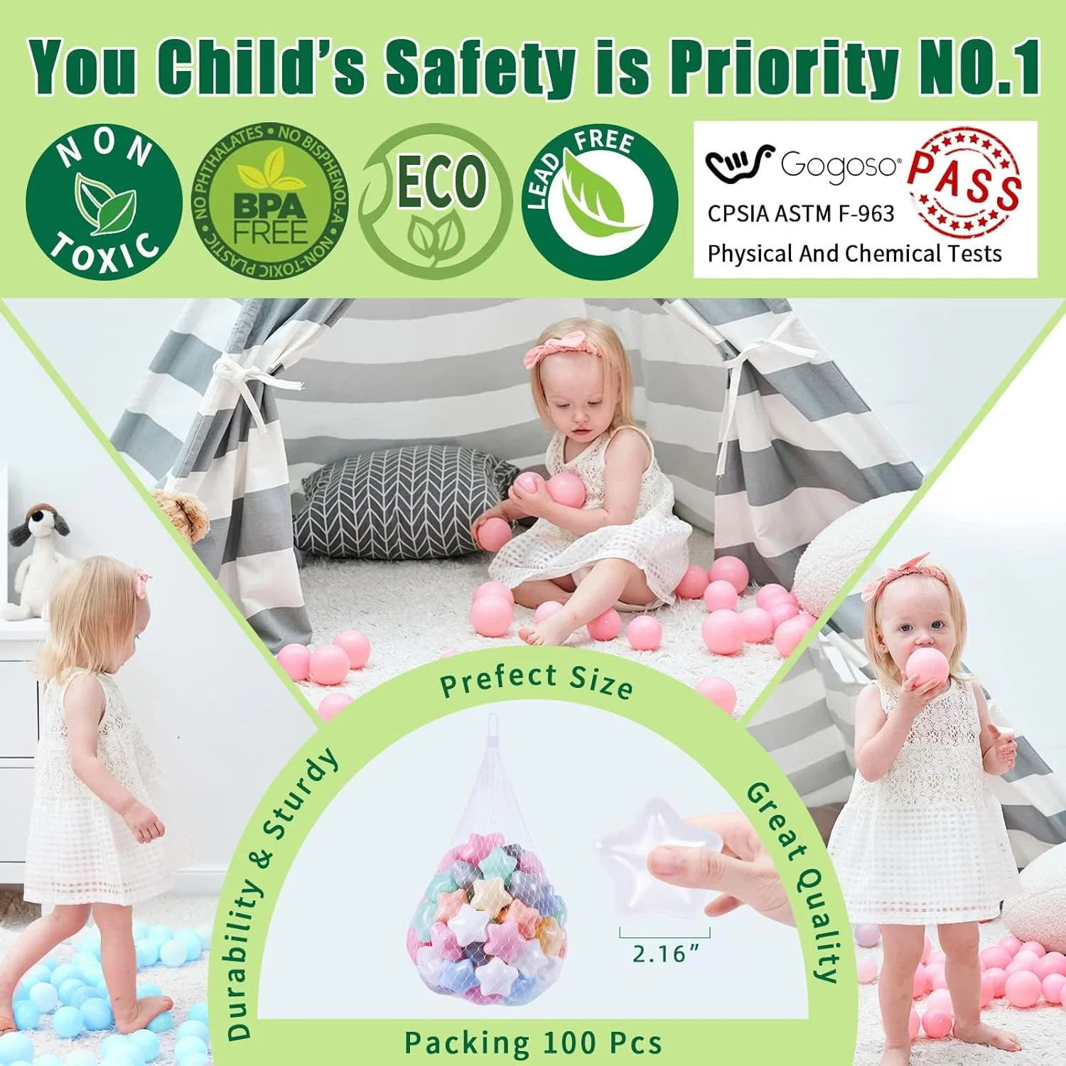 ۱۰۰ عدد توپ استخری ستارهای برای کودکان - ضد خرد شدن، بدون BPA - ایدهآل برای استخرهای توپ کودکان نوپا، استخرها، چادرها - مناسب برای هدیه مهمانی، اسباب بازی حمام آبی تابستانی ۱۰۰ عدد توپ استخری ستارهای برای کودکان - ضد خرد شدن، بدون BPA - ایدهآل برای استخرهای توپ کودکان نوپا، استخرها، چادرها - مناسب برای هدیه مهمانی، اسباب بازی حمام آبی تابستانی