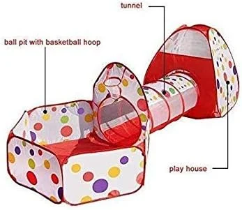 ای وینر چادر توپ بازی کودک 3 در 1 / مجموعه چادر بازی به همراه تونل بازی، چادر اسباب بازی کودک، خانه بازی تاشو کودک، چادر اسباب بازی قابل حمل مناسب فضای باز و داخل خانه، قلعه شاهزاده و پرنسس، کلبه بازی، هدیه اسباب بازی کودک