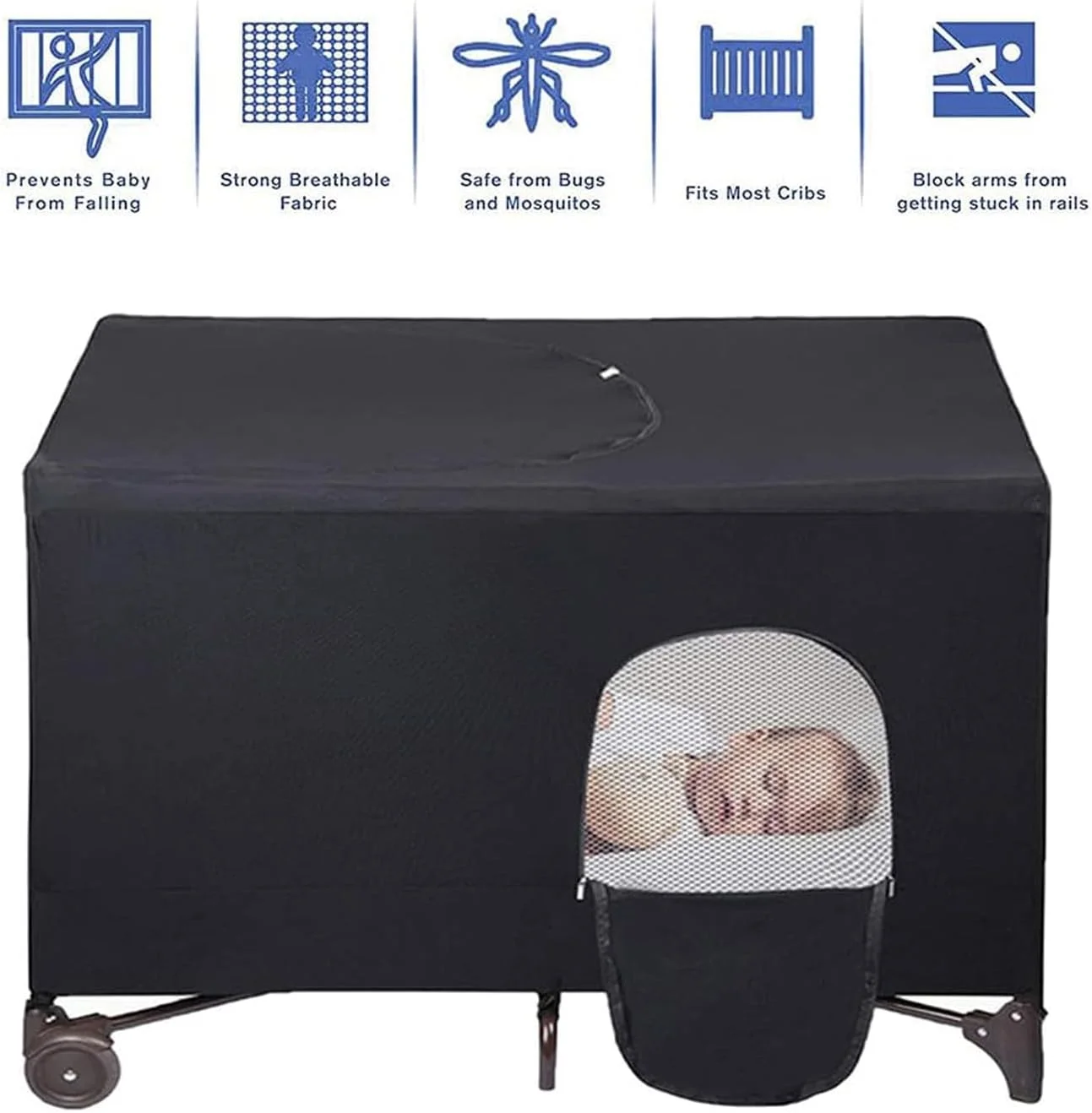 روکش تیره کننده تخت کودک، سایبان تخت نوزاد، محفظه خواب کودک، چادر تیره کننده کشسان، سایه بان تخت مسافرتی قابل تنفس، روکش سبک و قابل حمل تخت برای مسافرت