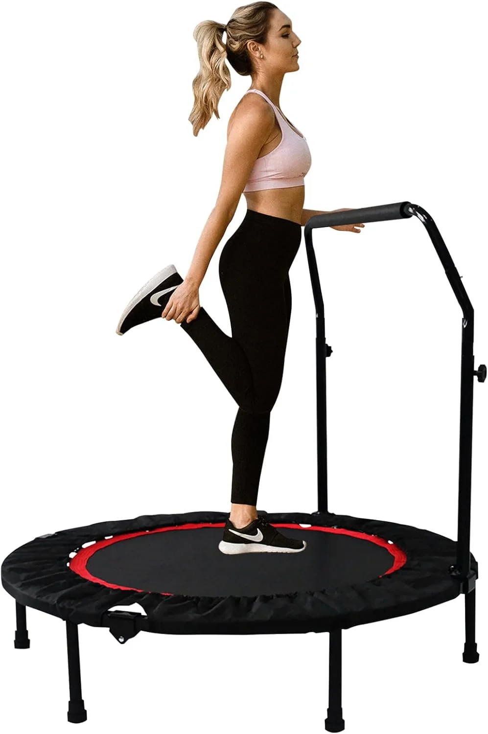 ترامپولین ورزشی Beauenty، ترامپولین تاشو خانگی با دسته قابل تنظیم، ترامپولین سرگرمی تعاملی داخلی و خارجی