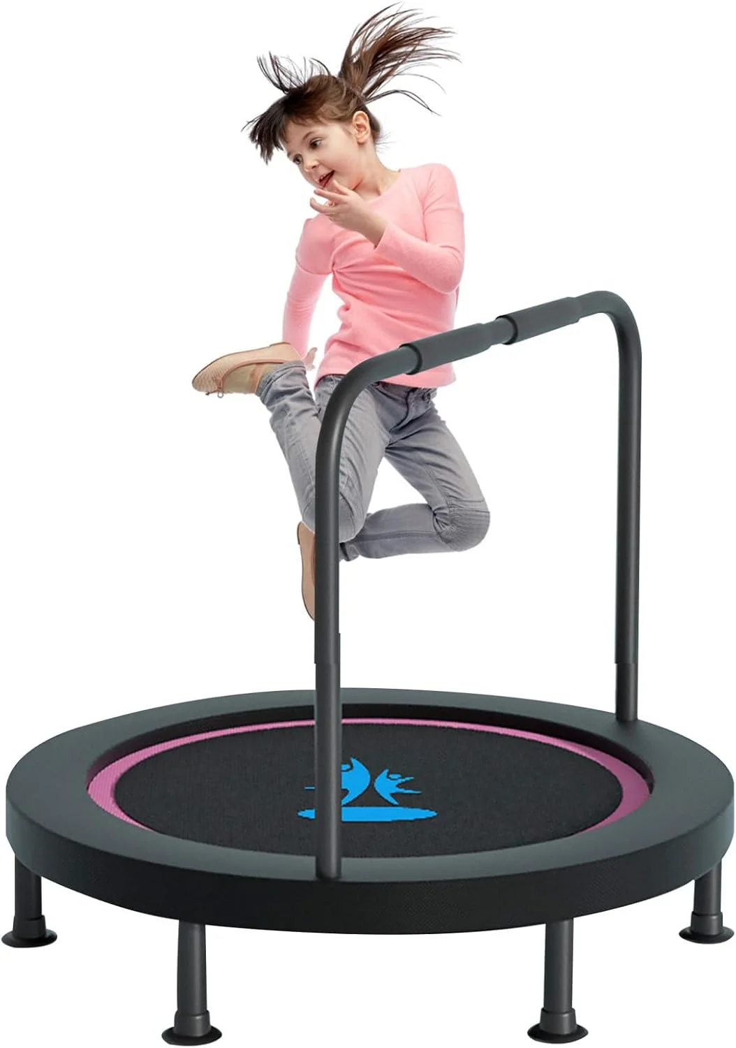 ترامپولین تاشو 102/122 سانتی متری برای بزرگسالان و کودکان، ریباندر ورزشی بی صدا سرپوشیده، ترامپولین تناسب اندام با نرده فوم قابل تنظیم ارتفاع برای کودکان و بزرگسالان در فضای داخلی و خارجی
