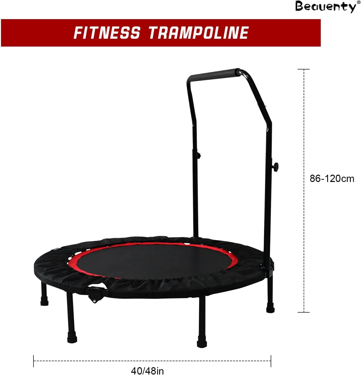 ترامپولین ورزشی Beauenty، ترامپولین تاشو خانگی با دسته قابل تنظیم، ترامپولین سرگرمی تعاملی داخلی و خارجی