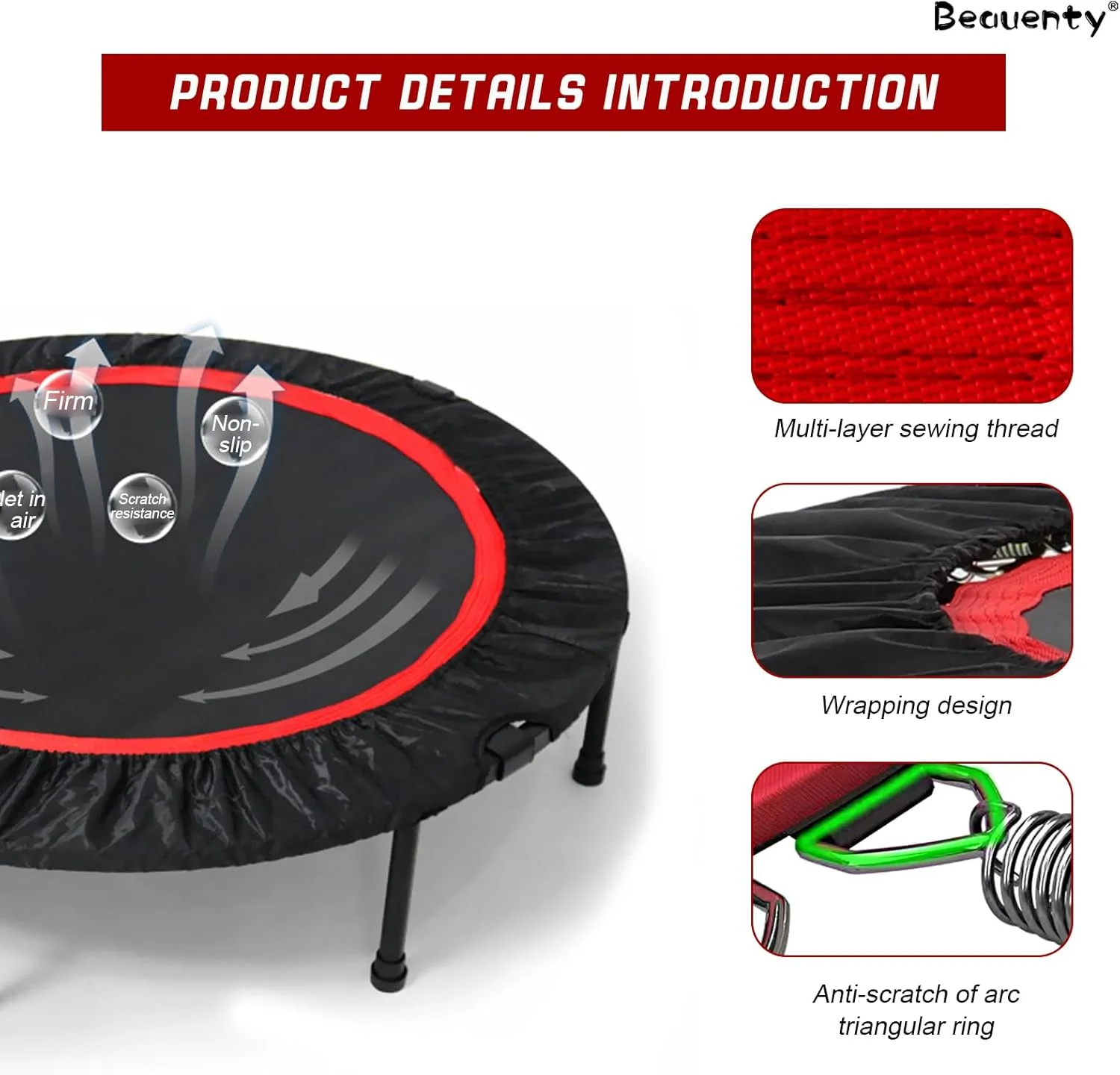 ترامپولین ورزشی Beauenty، ترامپولین تاشو خانگی با دسته قابل تنظیم، ترامپولین سرگرمی تعاملی داخلی و خارجی