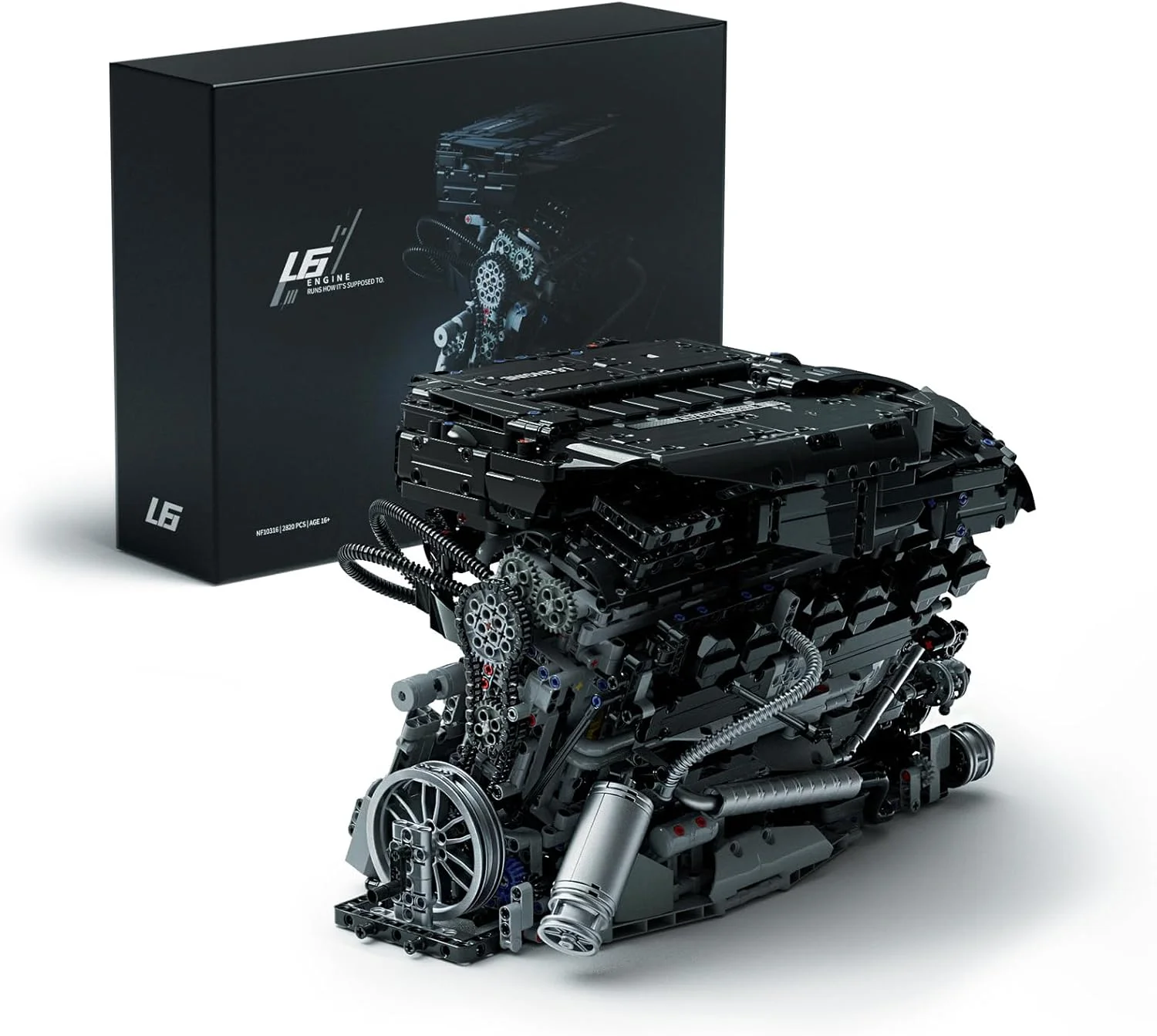مجموعه ساخت موتور Nifeliz L6، مدل پیشرفته موتور کلکسیونی، اسباب بازی آموزشی علوم فیزیکی برای بزرگسالان، مناسب برای نمایش در خانه یا محل کار (2820 قطعه، NF10316)