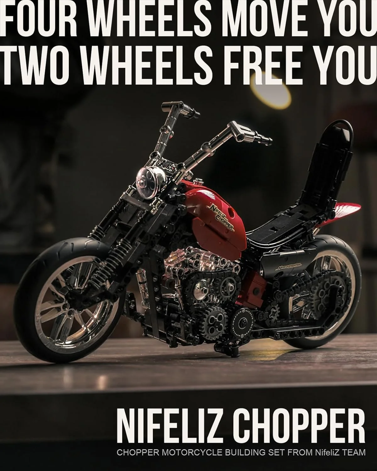 مجموعه ساخت موتورسیکلت Nifeliz Chopper برای بزرگسالان، مدل موتورسیکلت کلاسیک قدیمی برای نمایش، هدیه کلکسیونی برای طرفداران موتورسیکلت (NF10308، 572 قطعه) مجموعه ساخت موتورسیکلت Nifeliz Chopper برای بزرگسالان، مدل موتورسیکلت کلاسیک قدیمی برای نمایش، هدیه کلکسیونی برای طرفداران موتورسیکلت (NF10308، 572 قطعه)
