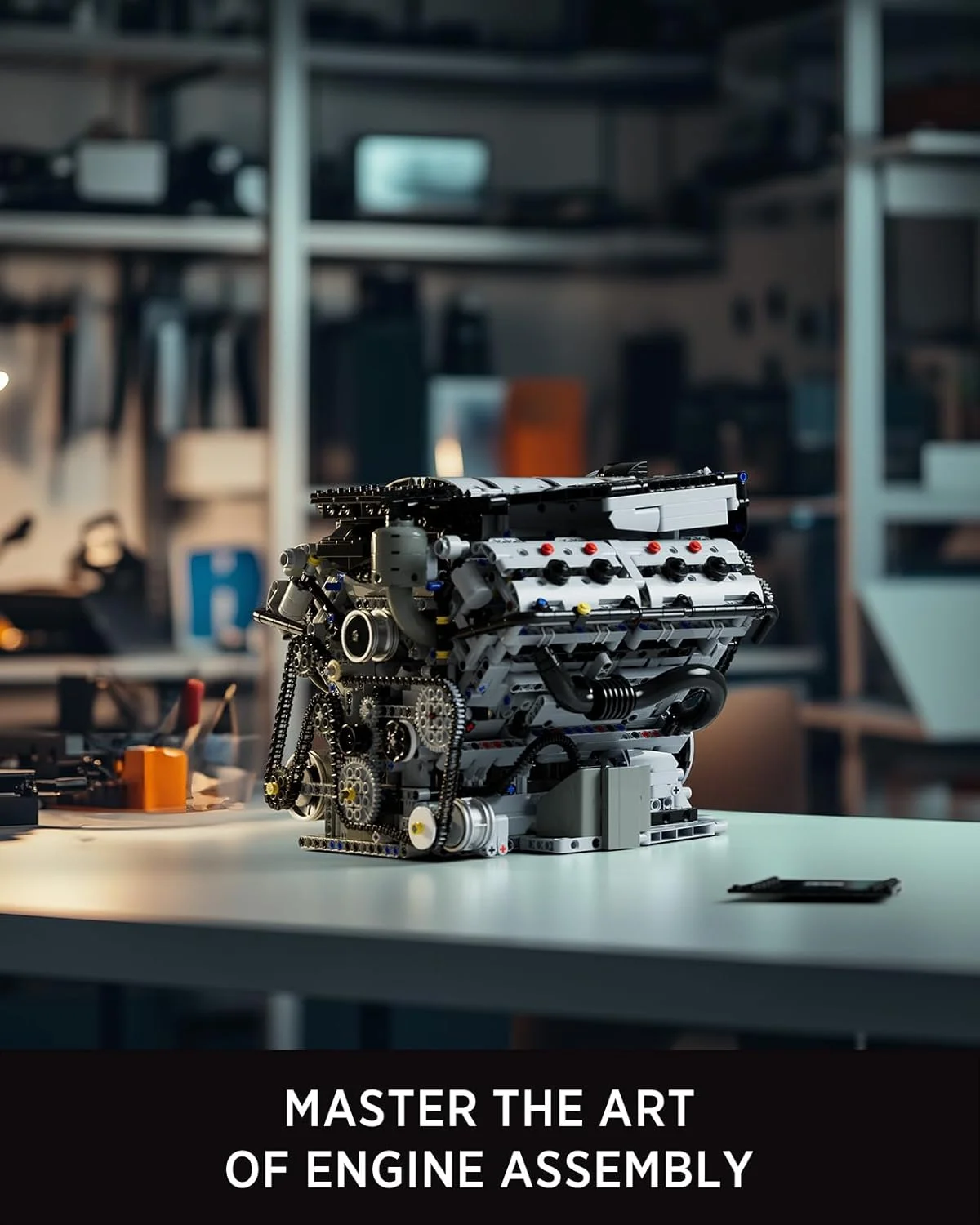 مجموعه ساخت موتور V8 Nifeliz، مدل موتور کلکسیونی پیشرفته انحصاری، اسباب بازی آزمایش علمی فیزیک برای بزرگسالان، دکور منزل یا محل کار (2725 قطعه، NF10287)