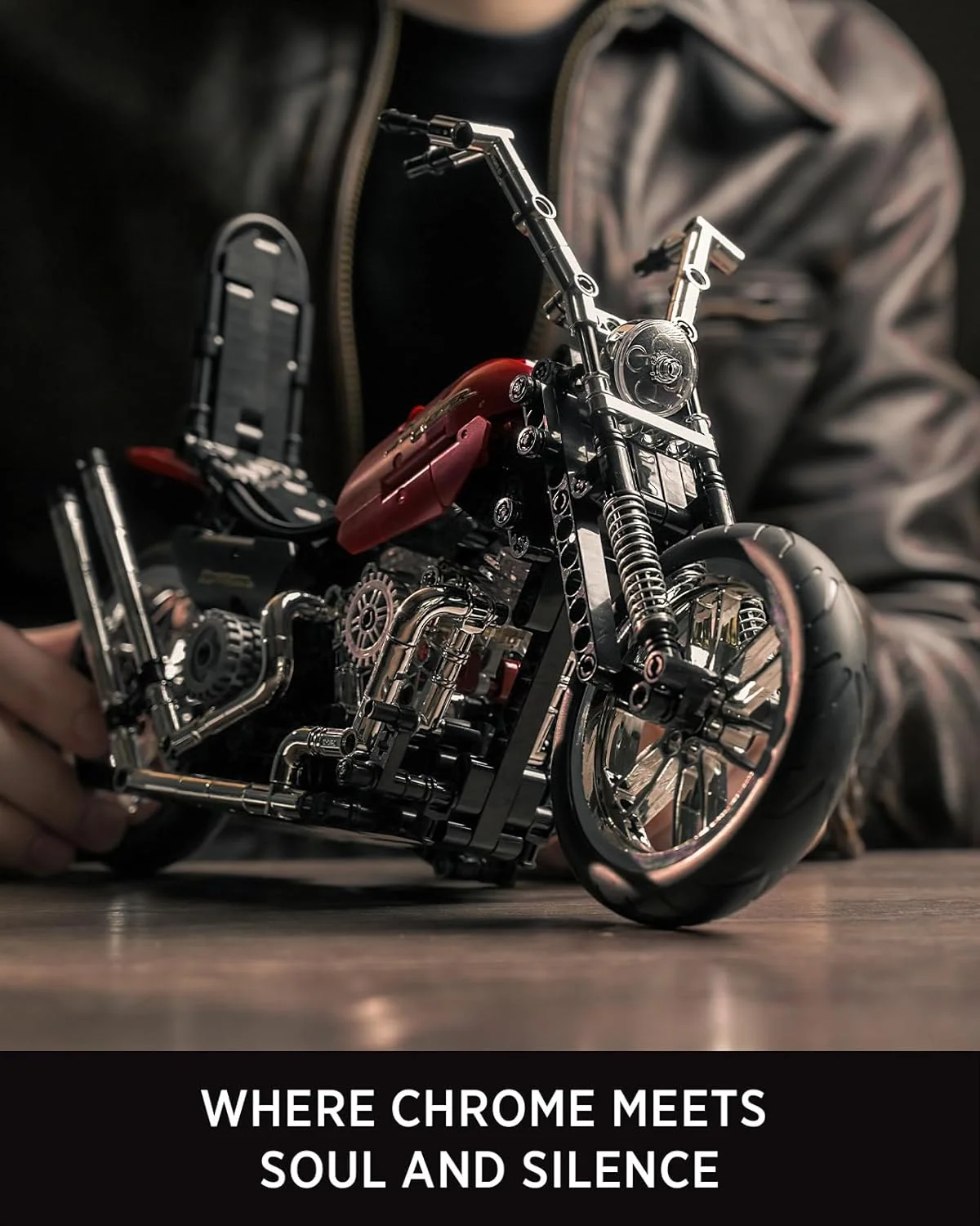 مجموعه ساخت موتورسیکلت Nifeliz Chopper برای بزرگسالان، مدل موتورسیکلت کلاسیک قدیمی برای نمایش، هدیه کلکسیونی برای طرفداران موتورسیکلت (NF10308، 572 قطعه) مجموعه ساخت موتورسیکلت Nifeliz Chopper برای بزرگسالان، مدل موتورسیکلت کلاسیک قدیمی برای نمایش، هدیه کلکسیونی برای طرفداران موتورسیکلت (NF10308، 572 قطعه)