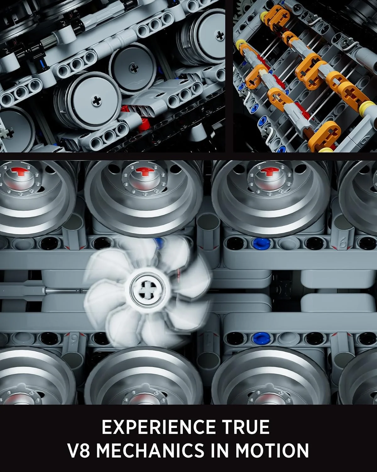 مجموعه ساخت موتور V8 Nifeliz، مدل موتور کلکسیونی پیشرفته انحصاری، اسباب بازی آزمایش علمی فیزیک برای بزرگسالان، دکور منزل یا محل کار (2725 قطعه، NF10287)