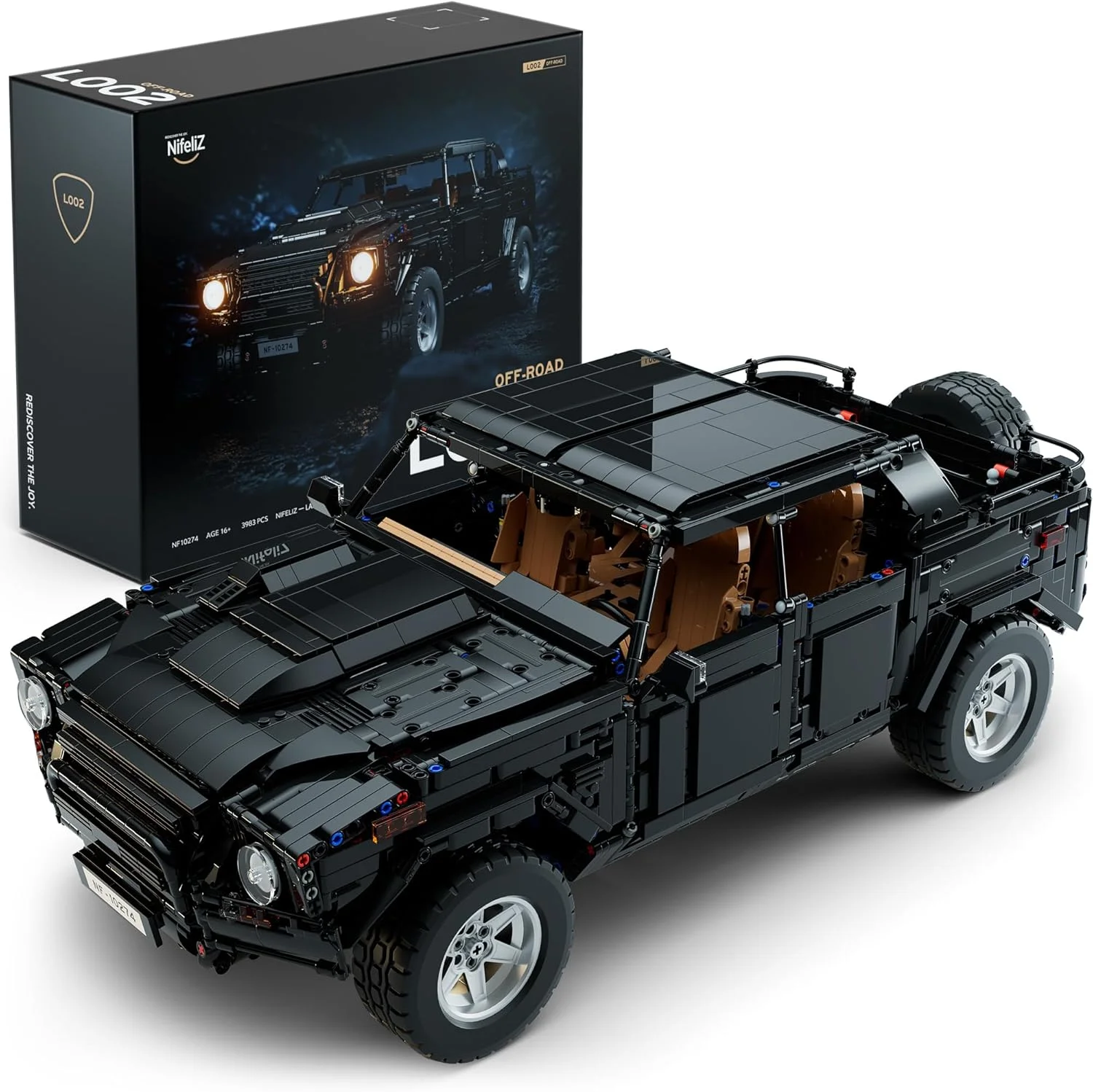 مجموعه ساخت ماشین مدل آفرود Nifeliz L002، هدیه کلکسیونی آفرود برای بزرگسالان و علاقه مندان به ماشین، ساخت و نمایش دقیق مدل کامیون SUV برای دکوراسیون منزل یا دفتر (3983 قطعه، NF10274)