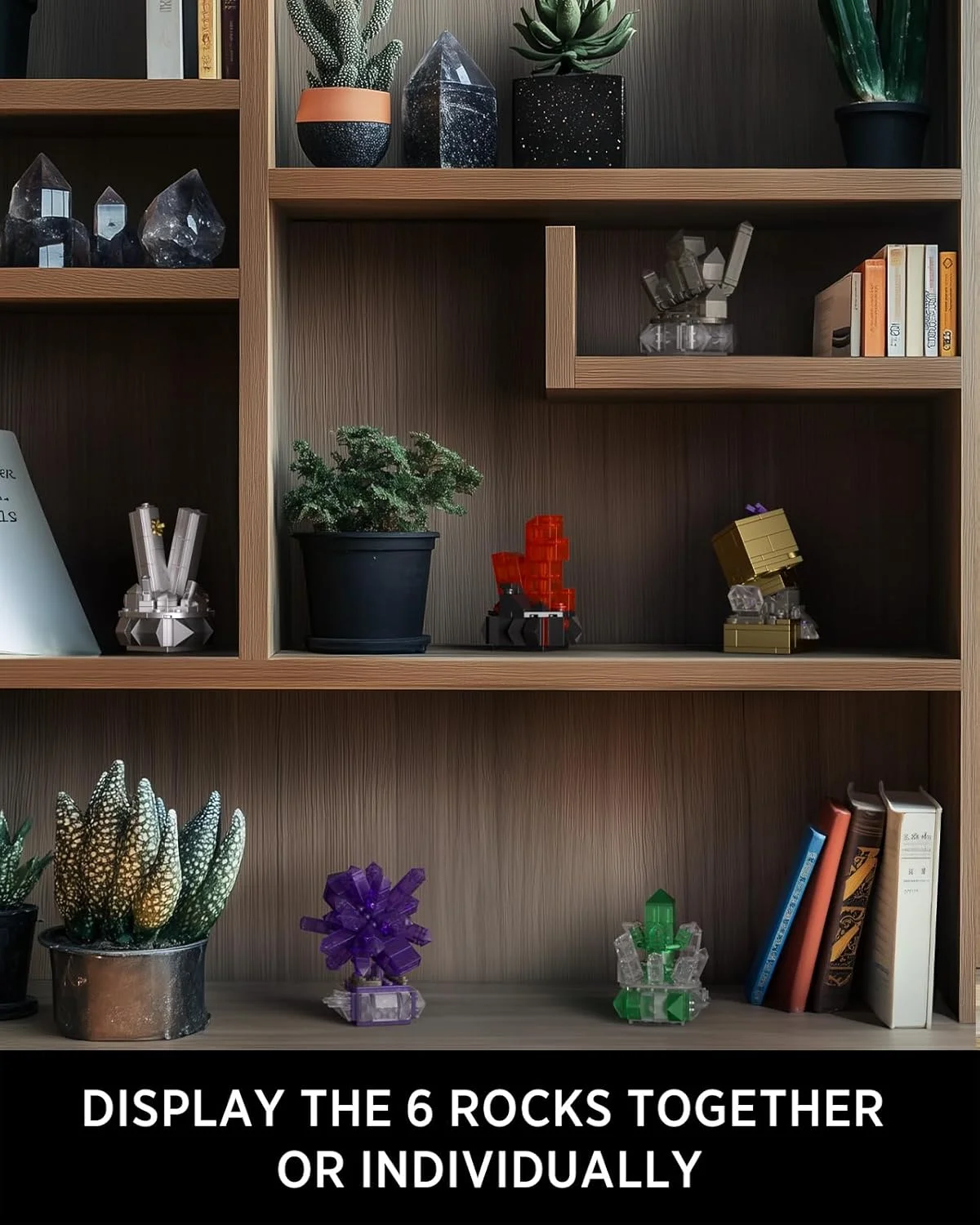 مجموعه ساختنی سنگ های زمین شناسی نیفلیز برای بزرگسالان، 6 نوع مختلف اسباب بازی مدل سنگ قیمتی، دکوری خلاقانه میز و هدیه ای سرگرم کننده برای دوستداران مواد معدنی (616 قطعه، NF10306)