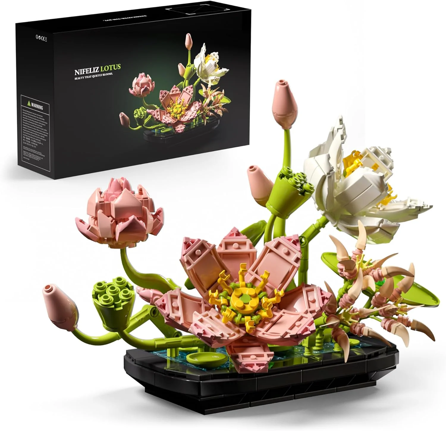 مجموعه ساخت گل نیلوفر آبی Nifeliz برای بزرگسالان، دکوری گیاهی برای میز یا دفتر کار، هدیه ای الهام گرفته از طبیعت برای دوستداران گیاهان و علاقه مندان به باغ (506 قطعه، NF10334)