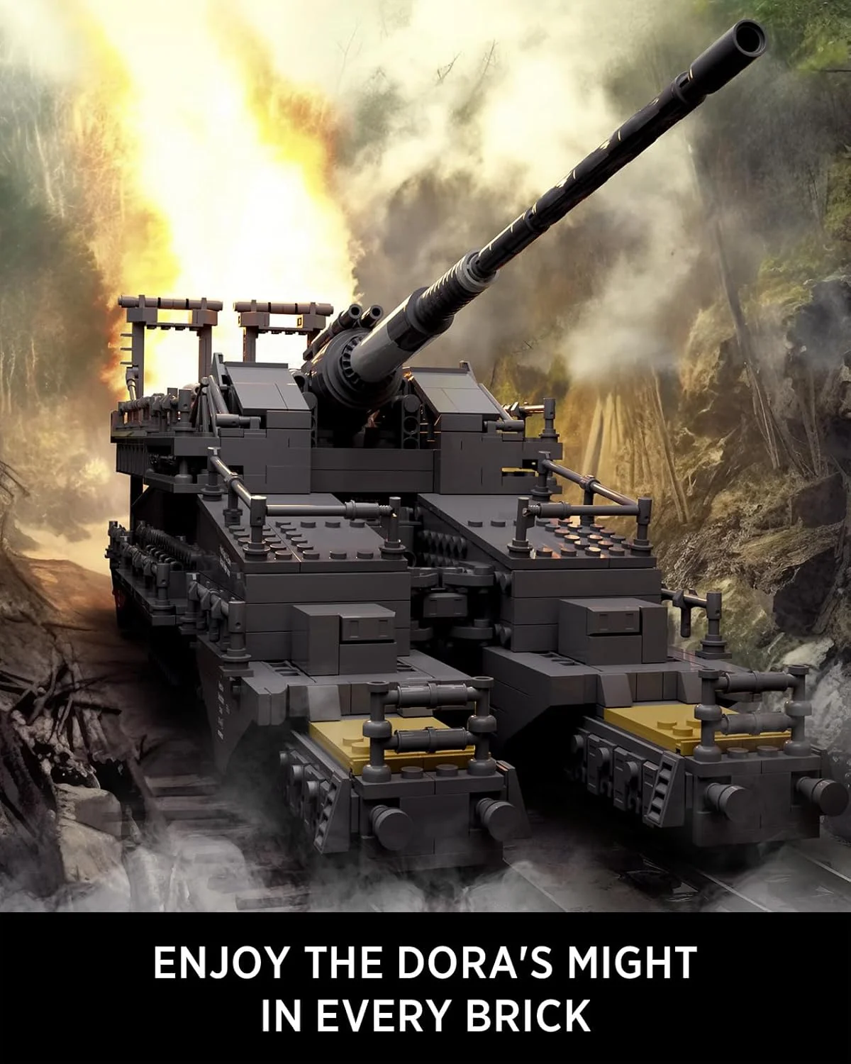 مجموعه ساخت تانک راه آهن کلاسیک جنگ جهانی دوم Nifeliz Dora، مدل نظامی کلکسیونی برای ساخت و نمایش، هدیه ایده آل برای علاقه مندان به ارتش (2355 قطعه، NF10240)