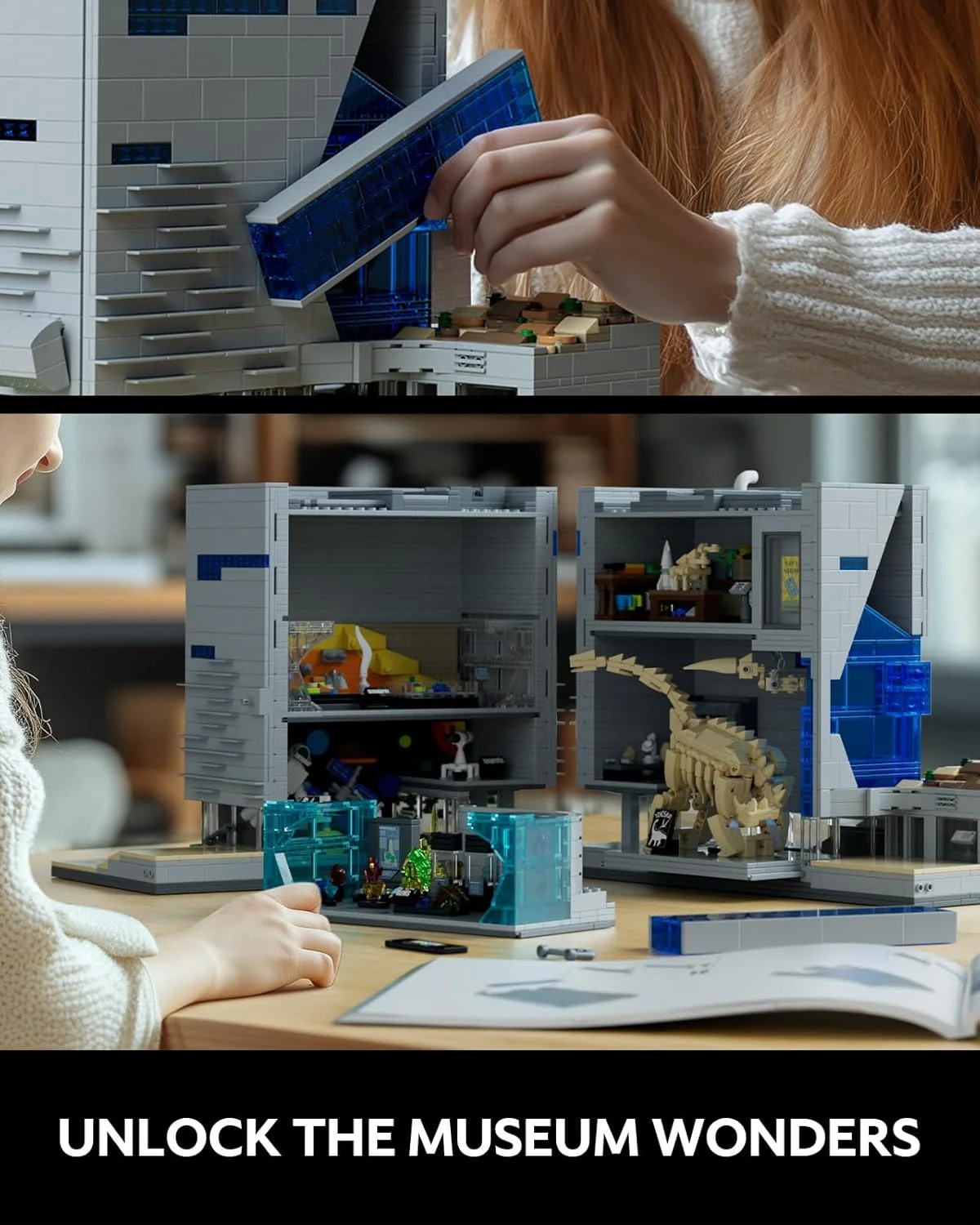 مجموعه ساختنی موزه طبیعت و علم Nifeliz، ایده هدیه برای دوستداران موزه ها، مدل نمایشی ساختنی، افزودنی به مجموعه ساختمان های مدولار (3373 قطعه، NF10286)