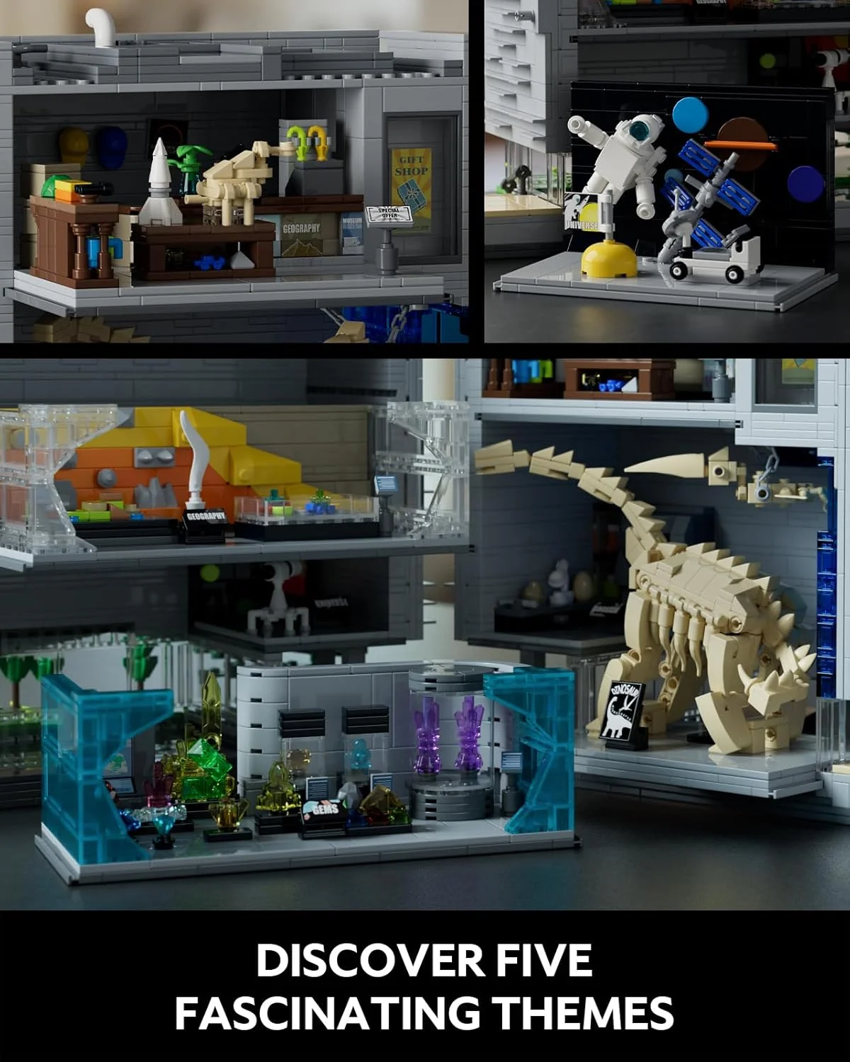 مجموعه ساختنی موزه طبیعت و علم Nifeliz، ایده هدیه برای دوستداران موزه ها، مدل نمایشی ساختنی، افزودنی به مجموعه ساختمان های مدولار (3373 قطعه، NF10286)