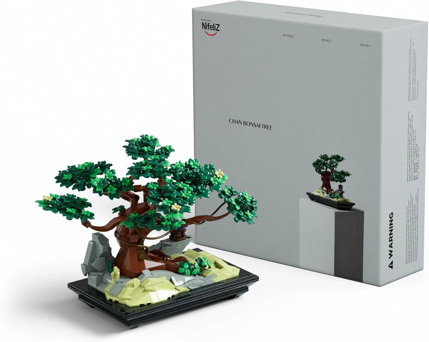 مجموعه ساخت درخت بونسای Nifeliz CHAN، مدل گیاه مصنوعی برای تزئین میز یا خانه، برای بزرگسالان و دوستداران طبیعت، هدیه آرامش‌بخش (733 قطعه، NF10322)