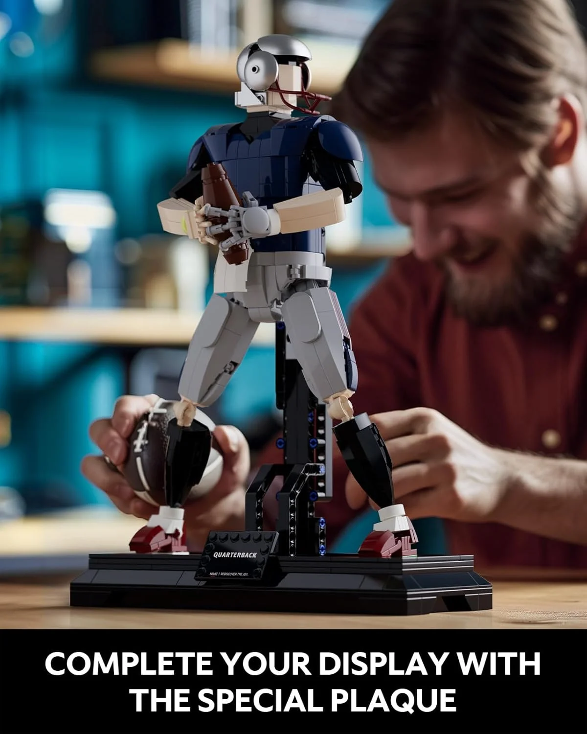 مجموعه ساختنی بازیکن فوتبال Nifeliz برای نمایش، اسباب بازی کلکسیونی برای بزرگسالان و طرفداران فوتبال، دکور خلاقانه منزل یا قطعه مرکزی دفتر، ایده هدیه عالی (660 قطعه، NF10278)