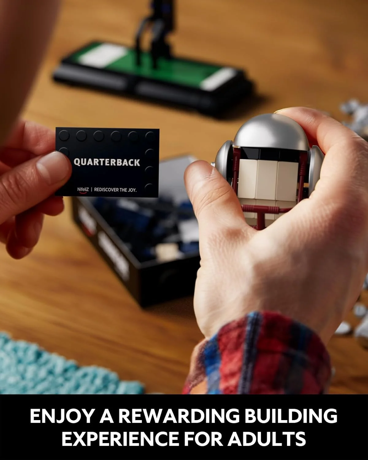 مجموعه ساختنی بازیکن فوتبال Nifeliz برای نمایش، اسباب بازی کلکسیونی برای بزرگسالان و طرفداران فوتبال، دکور خلاقانه منزل یا قطعه مرکزی دفتر، ایده هدیه عالی (660 قطعه، NF10278)