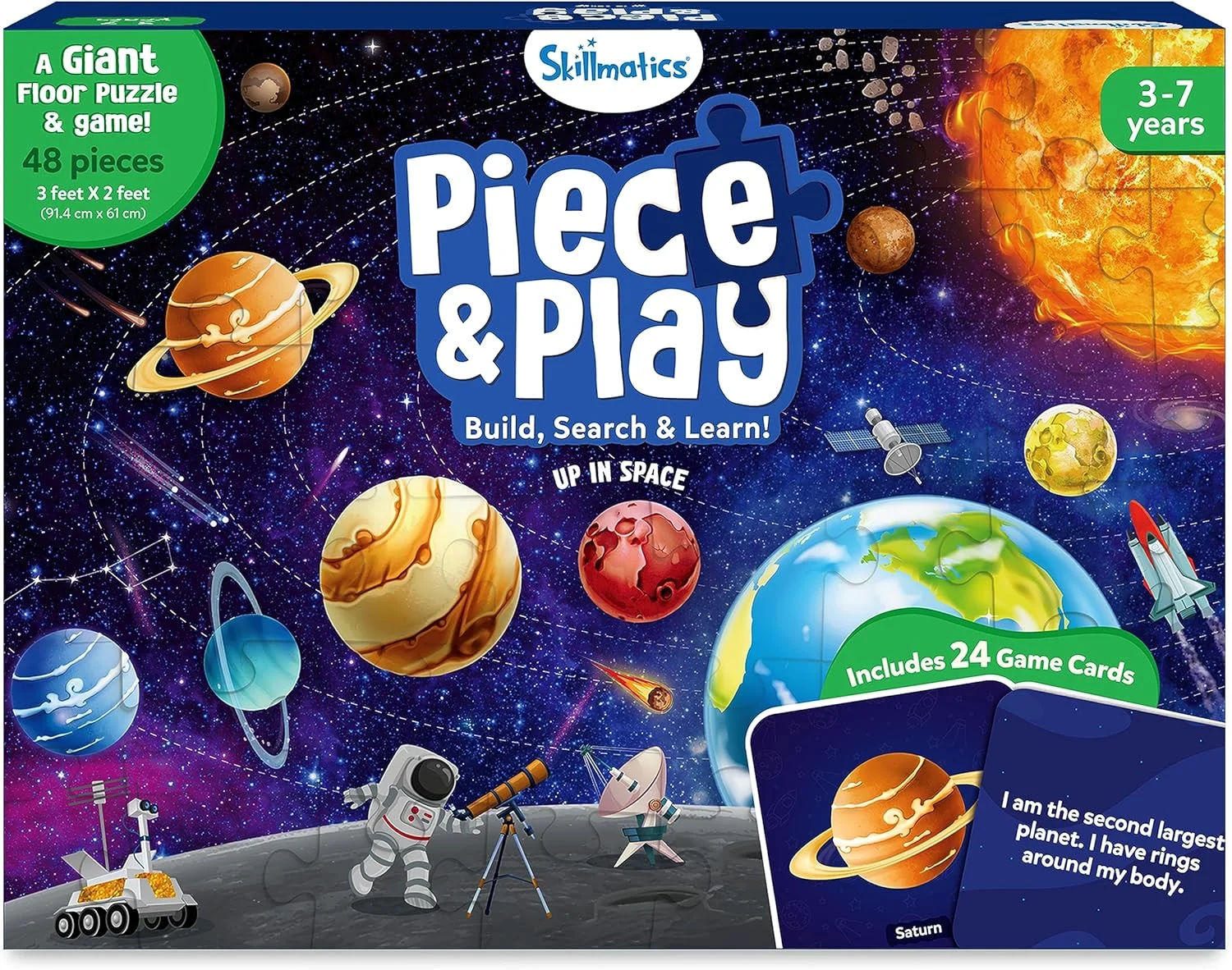 پازل و بازی Skillmatics - پازل فضایی و پازل های مخصوص کودکان نوپا، اسباب بازی آموزشی، هدیه برای پسران و دختران 3، 4، 5، 6، 7 ساله (48 تکه، 2 در 3 فوت) پازل و بازی Skillmatics - پازل فضایی و پازل های مخصوص کودکان نوپا، اسباب بازی آموزشی، هدیه برای پسران و دختران 3، 4، 5، 6، 7 ساله (48 تکه، 2 در 3 فوت)