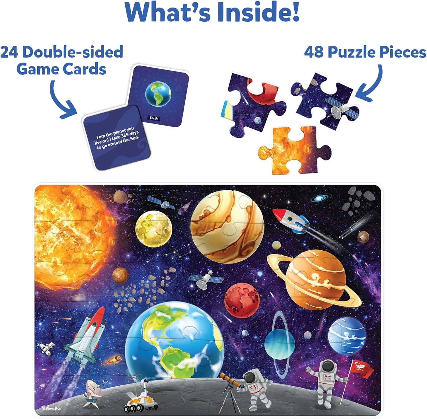 پازل و بازی Skillmatics - پازل فضایی و پازل های مخصوص کودکان نوپا، اسباب بازی آموزشی، هدیه برای پسران و دختران 3، 4، 5، 6، 7 ساله (48 تکه، 2 در 3 فوت) پازل و بازی Skillmatics - پازل فضایی و پازل های مخصوص کودکان نوپا، اسباب بازی آموزشی، هدیه برای پسران و دختران 3، 4، 5، 6، 7 ساله (48 تکه، 2 در 3 فوت)