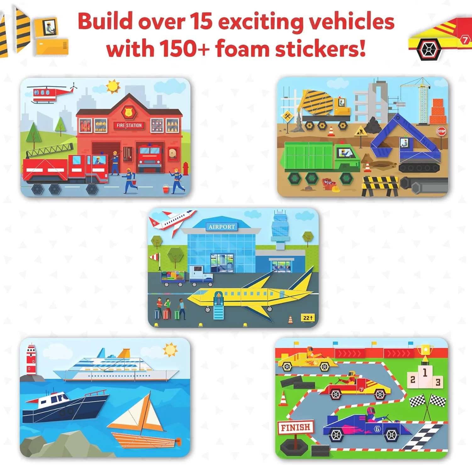 فعالیت هنری و کاردستی Skillmatics - تانگرام پیچشی، وسایل نقلیه، اسباب بازی STEAM، کیت های کاردستی، پازل، فعالیت DIY، هنر برچسب بدون کثیف کاری، آموزشی برای پسران و دختران، هدیه برای سنین 4، 5، 6، 7