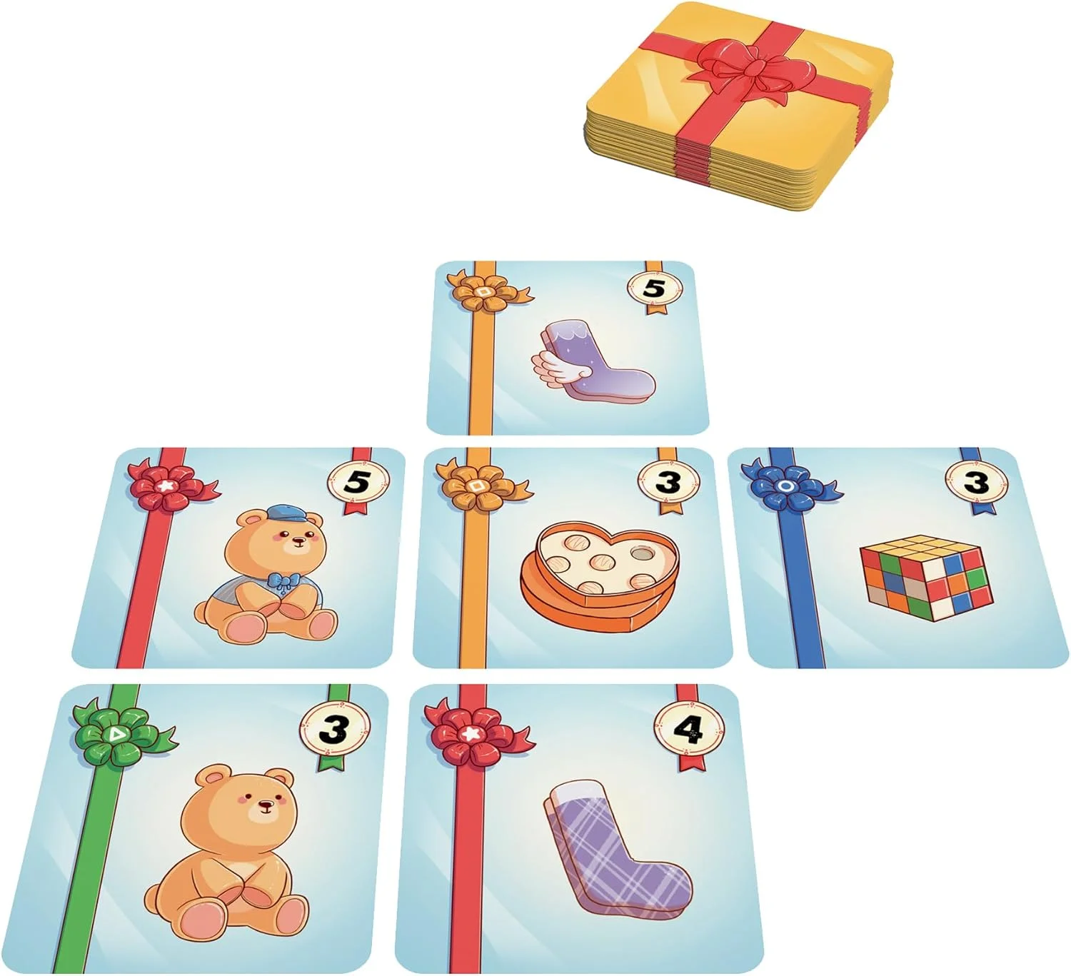 بازی کارتی کادو - شبکه هدیه خود را بسازید و حریفان را در یک بازی استراتژیک تاکتیکی هدیه و استنتاج برای کودکان و بزرگسالان، 8 سال به بالا، 2-5 بازیکن، 15 دقیقه زمان بازی، شکست دهید