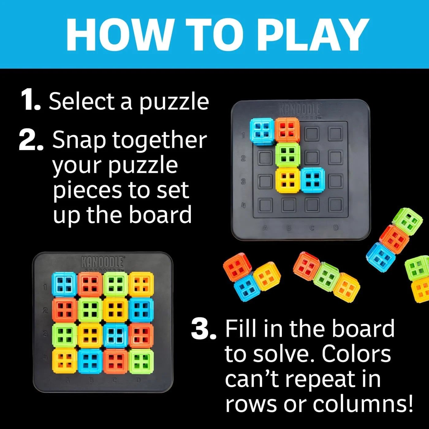 بازی فکری سودوکوب Kanoodle® Educational Insights - پازل سه بعدی تقویت ذهن، بازی سودوکو جیبی، پازل های رنگی و بازی های تخته ای دستی برای مسافرت، هدیه برای دوستداران سودوکو از جمله کودکان، نوجوانان و بزرگسالان 7 سال به بالا