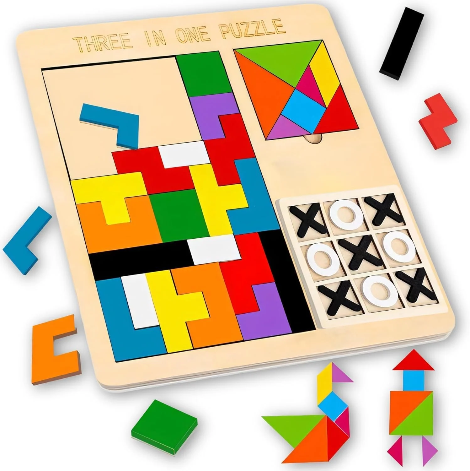 بازی فکری چوبی 3 در 1 باغ اسباب بازی، اسباب بازی آموزشی برای کودکان، پازل، تانگرام، شطرنج و ست دوز، تقویت مهارت های شناختی و هدیه برای پسران و دختران بازی فکری چوبی 3 در 1 باغ اسباب بازی، اسباب بازی آموزشی برای کودکان، پازل، تانگرام، شطرنج و ست دوز، تقویت مهارت های شناختی و هدیه برای پسران و دختران