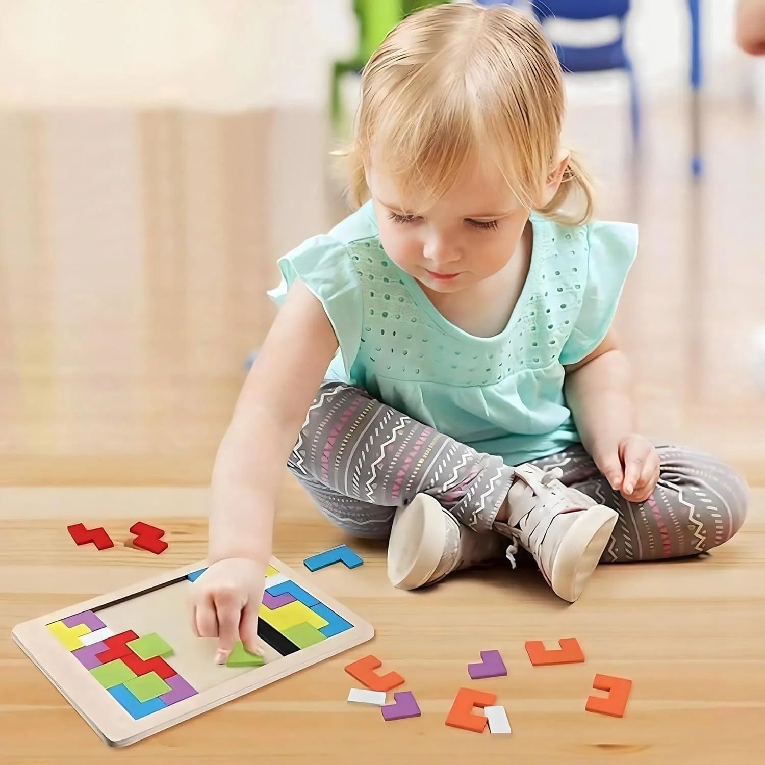 بازی فکری چوبی 3 در 1 باغ اسباب بازی، اسباب بازی آموزشی برای کودکان، پازل، تانگرام، شطرنج و ست دوز، تقویت مهارت های شناختی و هدیه برای پسران و دختران