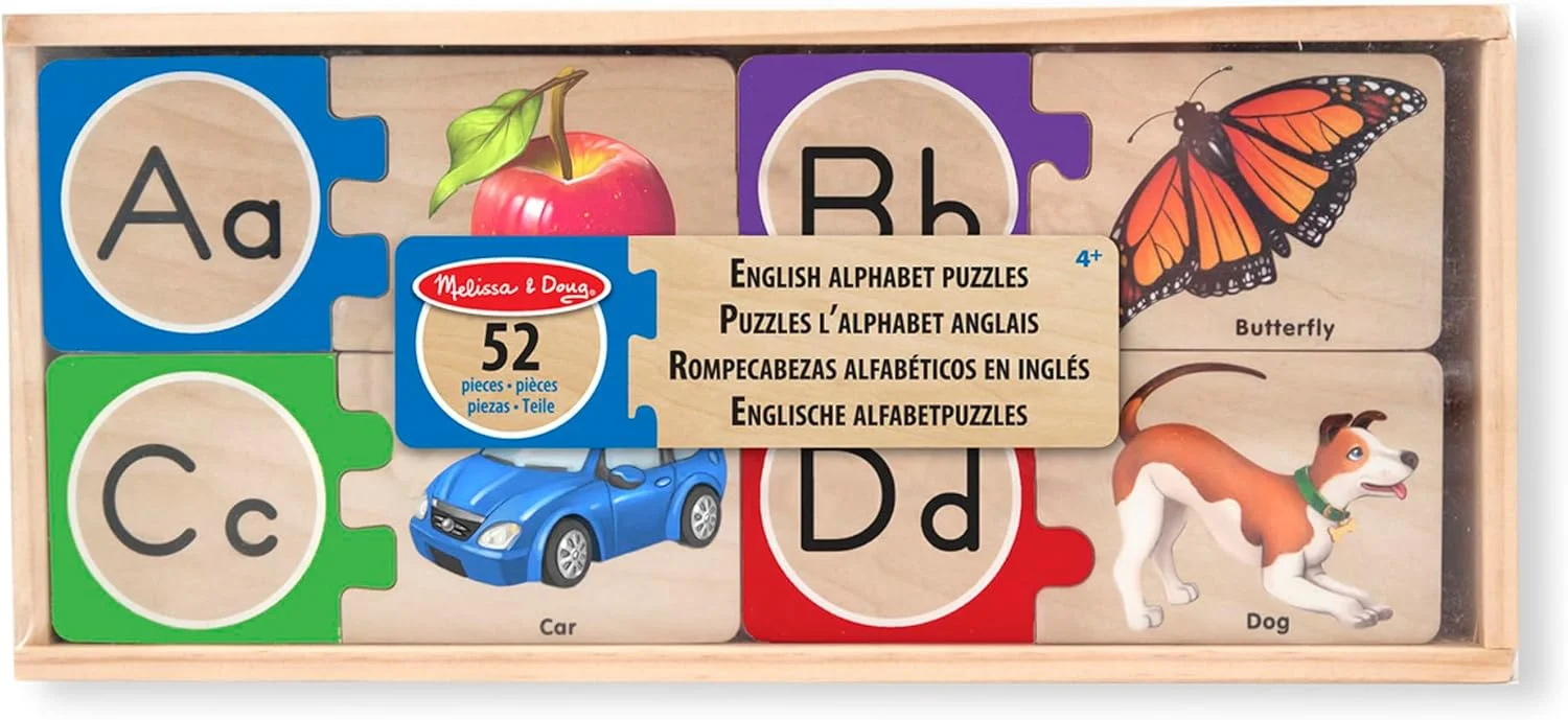 پازل های حروف الفبا خود اصلاح شونده ملیسا و داگ مدل 12541، اسباب بازی آموزشی برای تقویت مهارت های حرکتی، مناسب برای هدیه به دختران و پسران بالای 3 سال، چند رنگ، 7.62 سانتی متر ارتفاع × 34.9 سانتی متر عرض × 14.6 سانتی متر طول