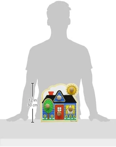 پازل چوبی بزرگ اشکال اولیه ملیسا و داگ، پازل دستگیره‌دار چوبی 5 تکه با رنگ‌های روشن و تصاویر تطبیقی، اسباب بازی آموزشی اولیه برای کودکان 12 ماهه و بالاتر