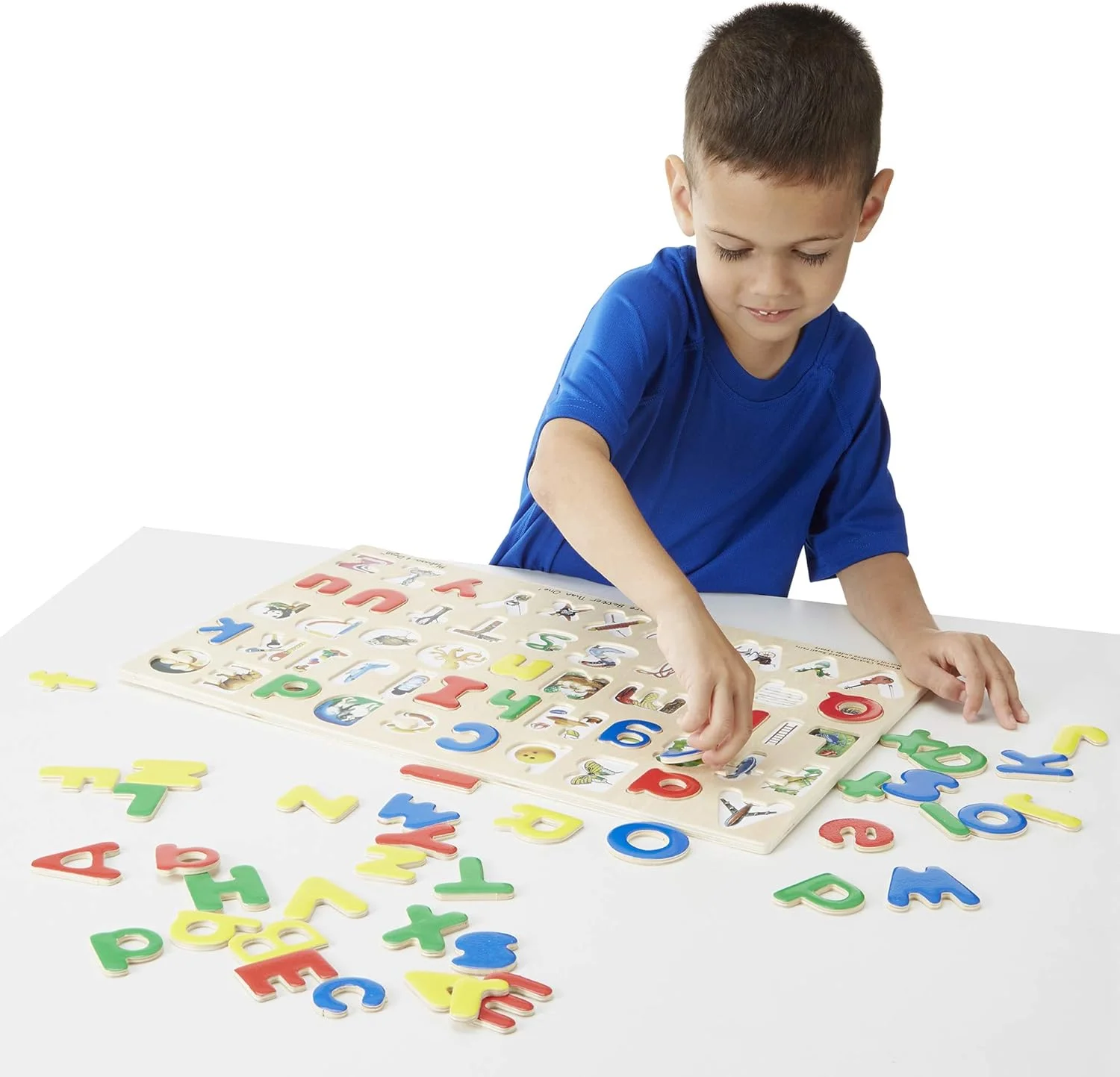 ملیسا و داگ حروف الفبای بزرگ و کوچک - تخته پازل حروف چوبی با تصاویر - اسباب بازی آموزشی برای تشخیص حروف، مهارت های حرکتی ظریف و سوادآموزی اولیه برای کودکان 4 سال به بالا | MD47