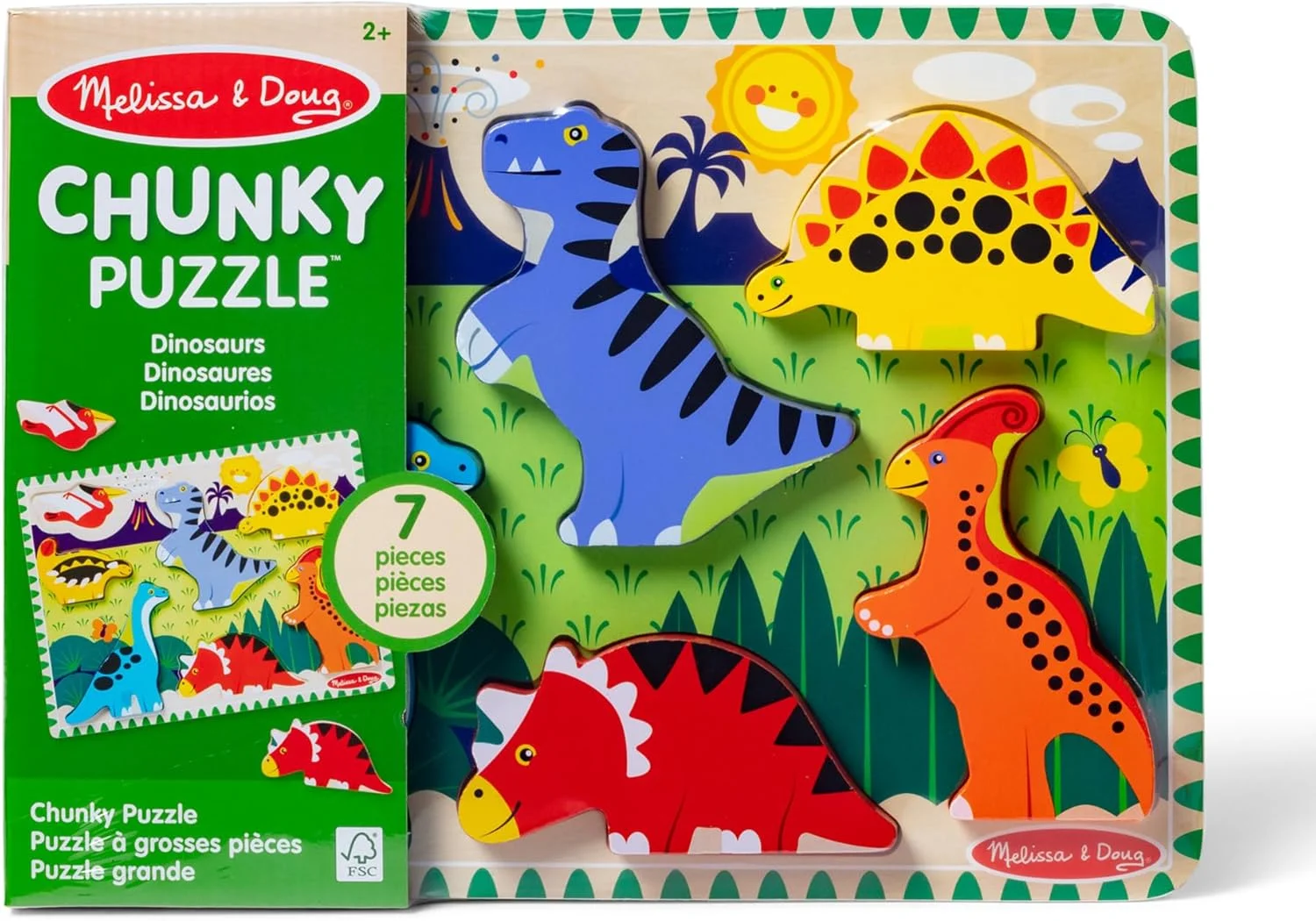 پازل چوبی دایناسورهای درشت ملیسا و داگ (۷ تکه)