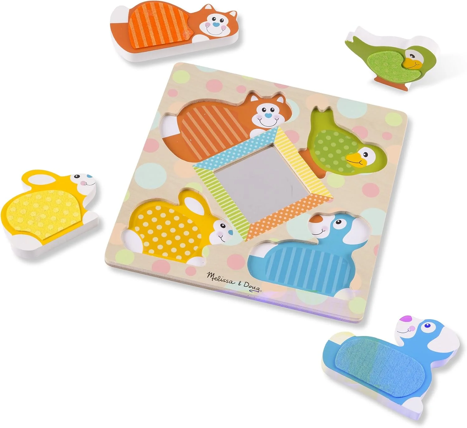 پازل چوبی لمسی حیوانات دالی موشه با آینه ملیسا و داگ