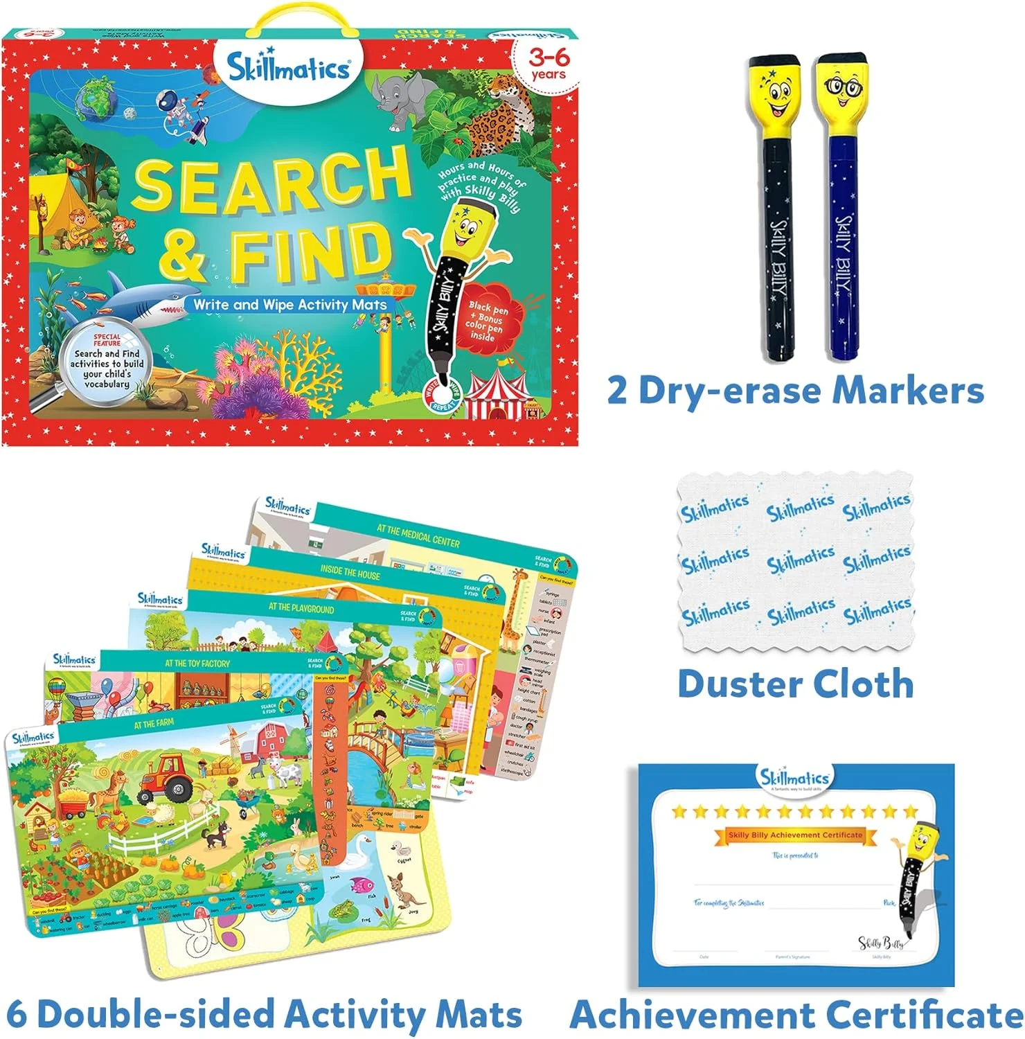 بازی آموزشی جستجو و پیدا کن Skillmatics - فعالیت های یادگیری پیش دبستانی قابل استفاده مجدد، ایده آل برای کودکان نوپا و بچه هایی که عاشق اسباب بازی، هنر و کاردستی هستند، واژگان را می سازد، هدیه برای سنین 3، 4، 5، 6 سال