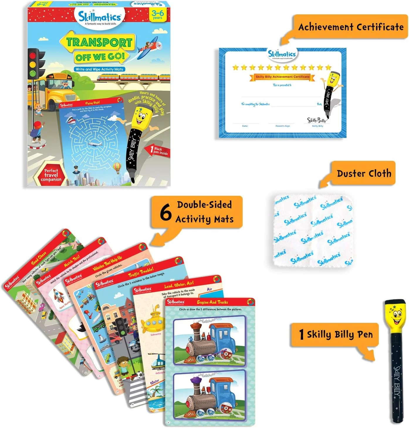 بازی آموزشی اسکیلماتیکس: حمل و نقل، رنگارنگ، 3 - 6 سال، SKILL08TOS، چند رنگ