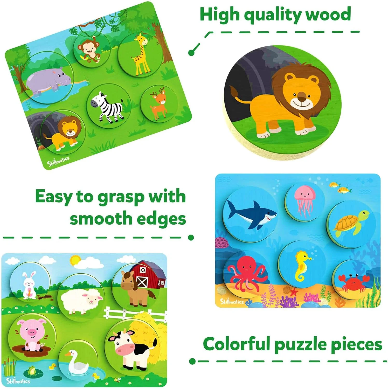 پازل های چوبی مرتب سازی Skillmatics - اسباب بازی آموزشی 3 در 1، پازل حیوانات برای کودکان نوپا و پیش دبستانی، اسباب بازی آموزشی، هدیه برای پسران و دختران 2، 3، 4، 5 ساله پازل های چوبی مرتب سازی Skillmatics - اسباب بازی آموزشی 3 در 1، پازل حیوانات برای کودکان نوپا و پیش دبستانی، اسباب بازی آموزشی، هدیه برای پسران و دختران 2، 3، 4، 5 ساله