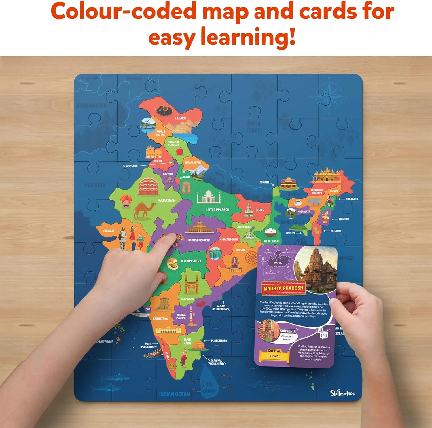 پازل نقشه هند Skillmatics - 70 قطعه، اسباب بازی آموزشی برای یادگیری بیش از 300 واقعیت درباره هند، هدیه برای کودکان 6 تا 12 سال پازل نقشه هند Skillmatics - 70 قطعه، اسباب بازی آموزشی برای یادگیری بیش از 300 واقعیت درباره هند، هدیه برای کودکان 6 تا 12 سال
