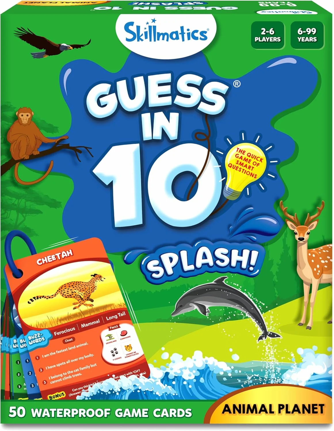 بازی کارتی و آموزشی Skillmatics Guess in 10 Splash مناسب استخر، ساحل، سفرهای دریایی، هدیه سرگرم کننده برای کودکان، نوجوانان و بزرگسالان، 6 سال به بالا، 2-6 بازیکن بازی کارتی و آموزشی Skillmatics Guess in 10 Splash مناسب استخر، ساحل، سفرهای دریایی، هدیه سرگرم کننده برای کودکان، نوجوانان و بزرگسالان، 6 سال به بالا، 2-6 بازیکن