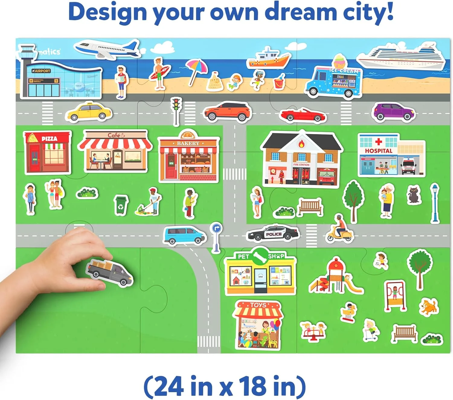 اسباب بازی خلاقانه Skillmatics Magnetopia - طراحی شهر خود، مجموعه بازی تعاملی برای کودکان نوپا، 60+ قطعه مغناطیسی، بازی آموزشی پیش دبستانی، هدیه برای پسران و دختران 3، 4، 5، 6، 7 ساله