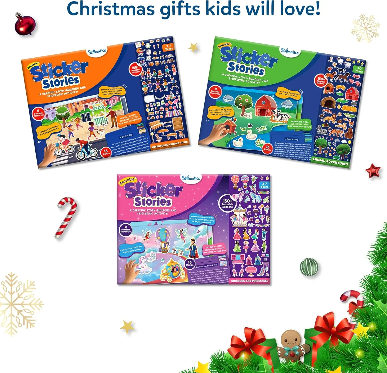 فعالیت هنری و خلاقانه Skillmatics - ماجراهای حیوانات با استیکر، هنر استیکر قابل استفاده مجدد، کیت های کاردستی DIY، کیت داستان سرایی خلاقانه، اسباب بازی آموزشی، هدیه برای سنین 3، 4، 5، 6، 7 سال