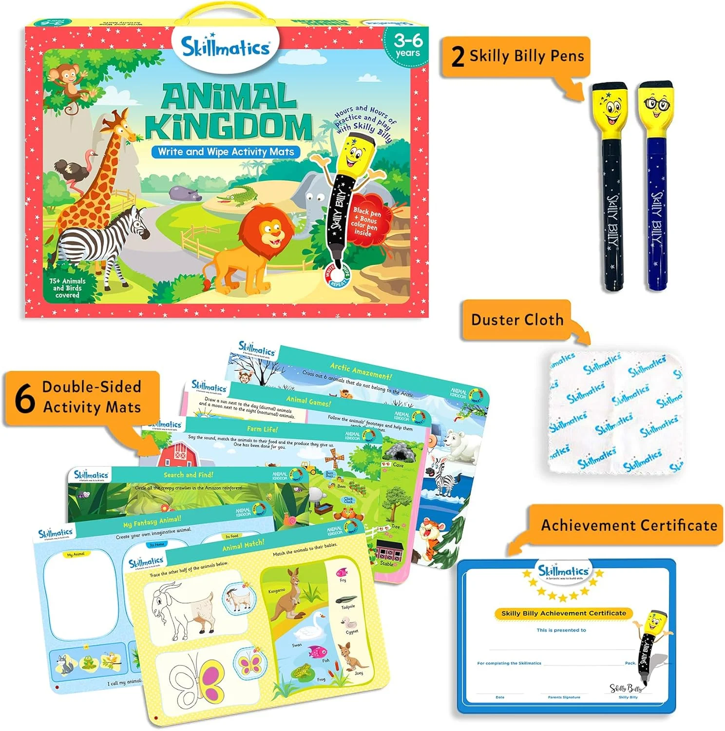 بازی آموزشی اسکیلماتیکس: دنیای حیوانات، 3 - 6 سال، چند رنگ، Skill09Akb، آبی، 29.6 X 41 X 3 سانتی متر