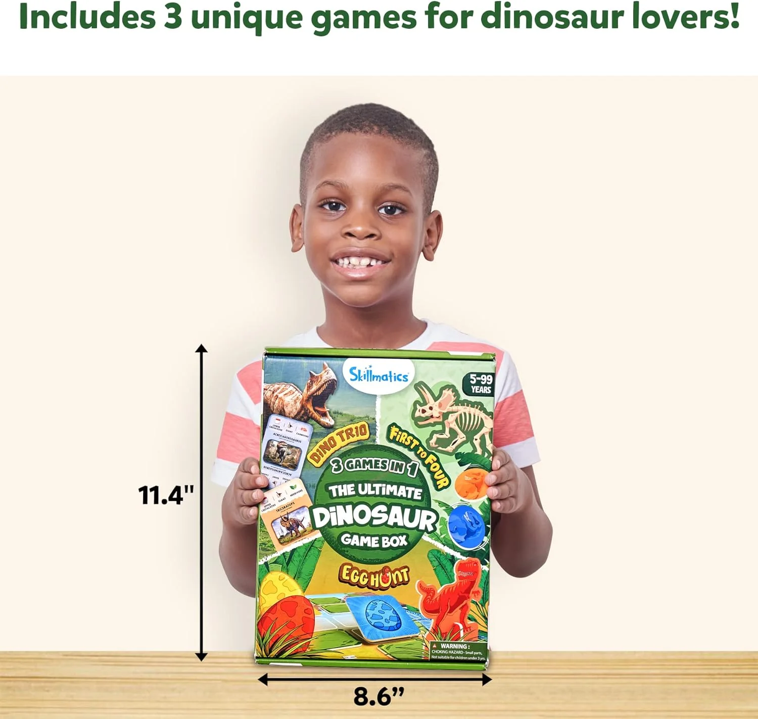 جعبه بازی نهایی دایناسورها Skillmatics - 3 بازی خانوادگی در 1، مناسب برای کودکان 5 سال به بالا، هدیه ای عالی