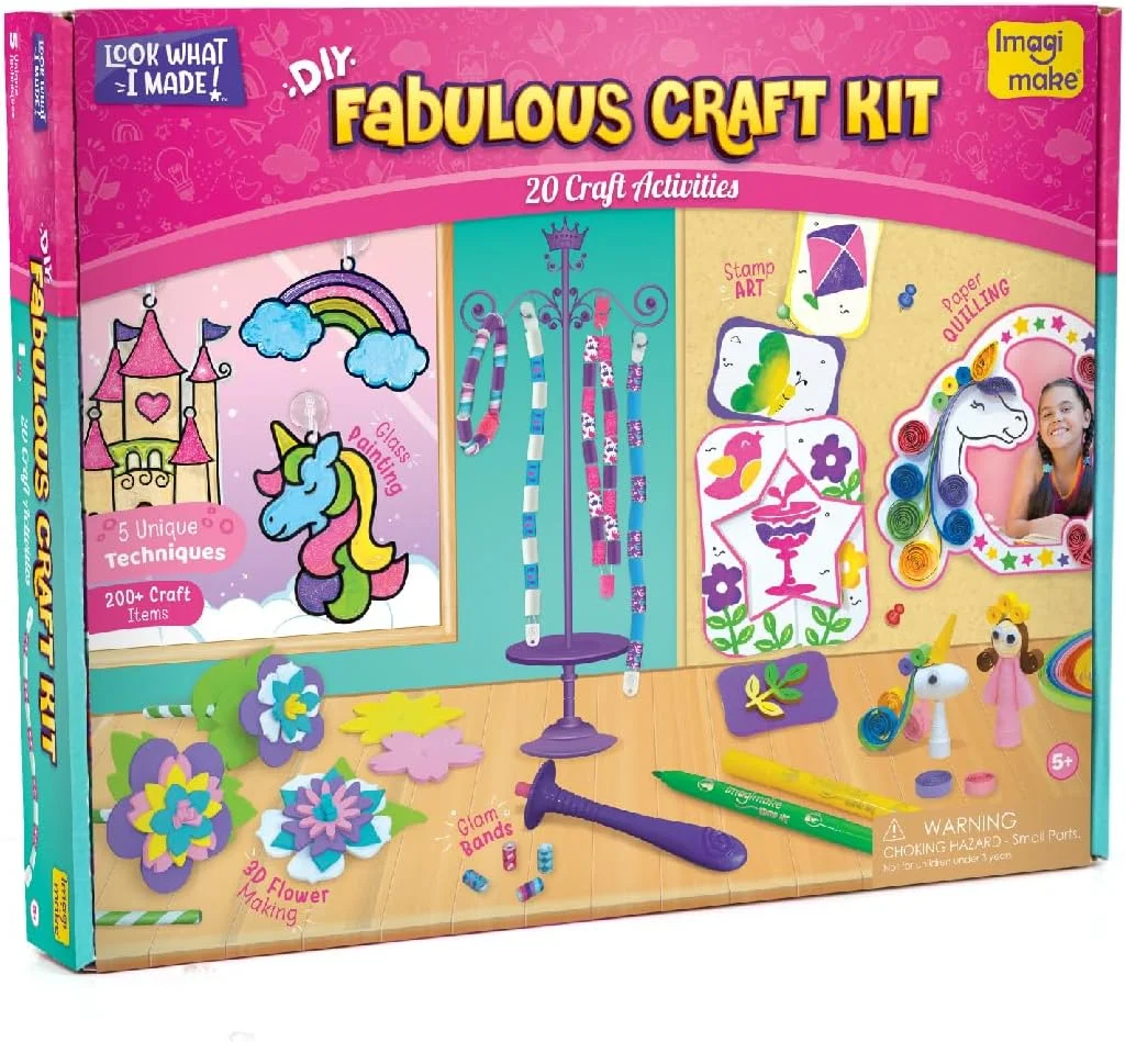 مجموعه هنری 5 در 1 Imagimake Fabulous Craft Kit برای کودکان: نقاشی روی شیشه، ملیله کاغذی، هنر مهر و سرگرمی های بیشتر - هدیه ای خودساز برای دختران 5 تا 9 ساله مجموعه هنری 5 در 1 Imagimake Fabulous Craft Kit برای کودکان: نقاشی روی شیشه، ملیله کاغذی، هنر مهر و سرگرمی های بیشتر - هدیه ای خودساز برای دختران 5 تا 9 ساله