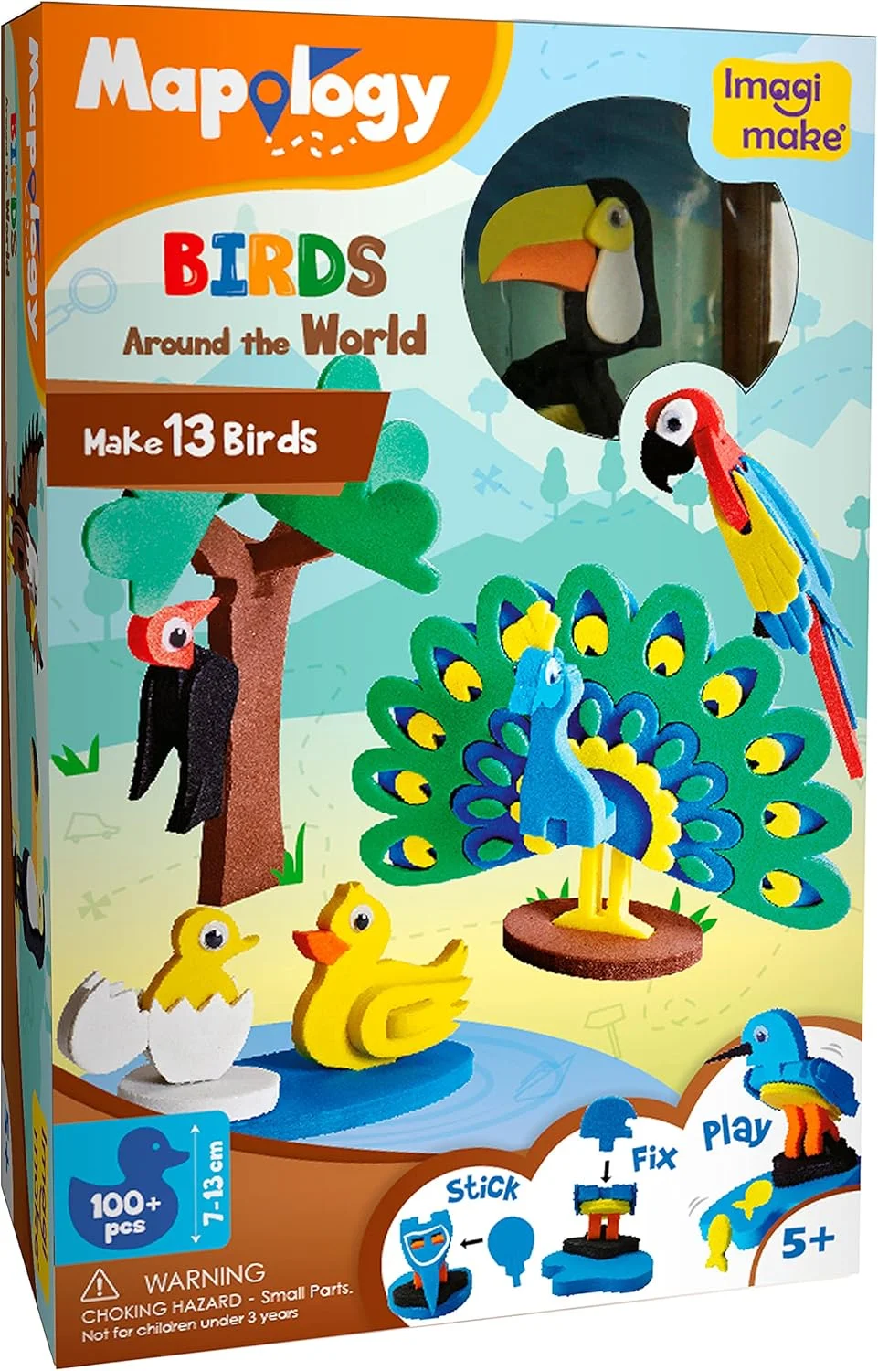 ایماجی‌میک نقشه‌شناسی پرندگان دور دنیا | ساخت ۱۳ مدل مینیاتوری | پازل سه بعدی برای کودکان | هدیه تولد برای دختران و پسران | اسباب بازی های آموزشی برای ۵، ۶، ۷، ۸، ۹ سال