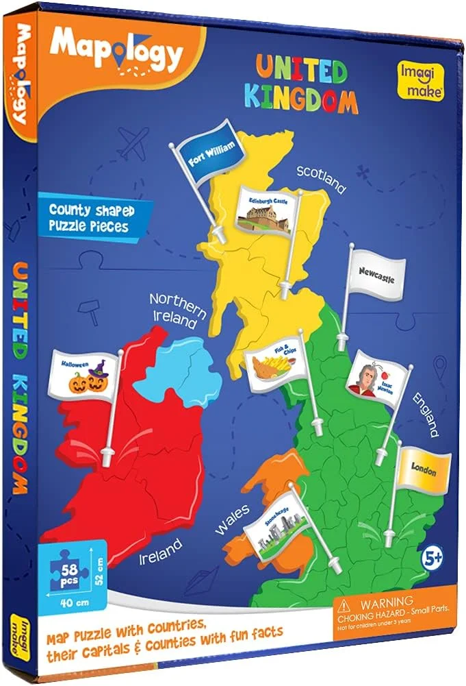 ایماجیمیک نقشهشناسی بریتانیا برای کودکان 5 سال به بالا - قطعات پازلی به شکل شهرستانها - اسباببازی آموزشی برای دختران و پسران بالای 5 سال ایماجیمیک نقشهشناسی بریتانیا برای کودکان 5 سال به بالا - قطعات پازلی به شکل شهرستانها - اسباببازی آموزشی برای دختران و پسران بالای 5 سال