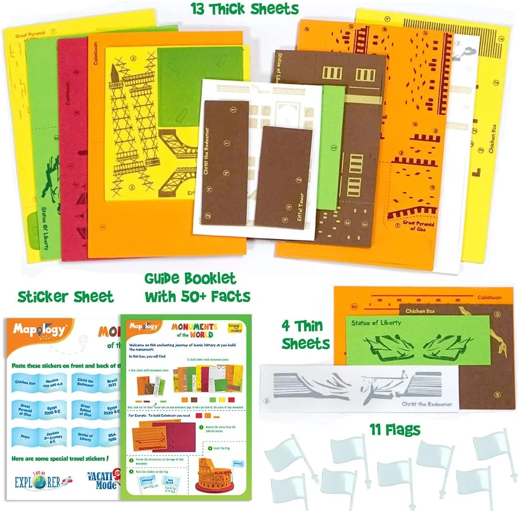 اسباب بازی آموزشی و کمک آموزشی مپولوژی ایمیجی‌میک - بناهای تاریخی جهان - پازل برای کودکان 5 سال به بالا