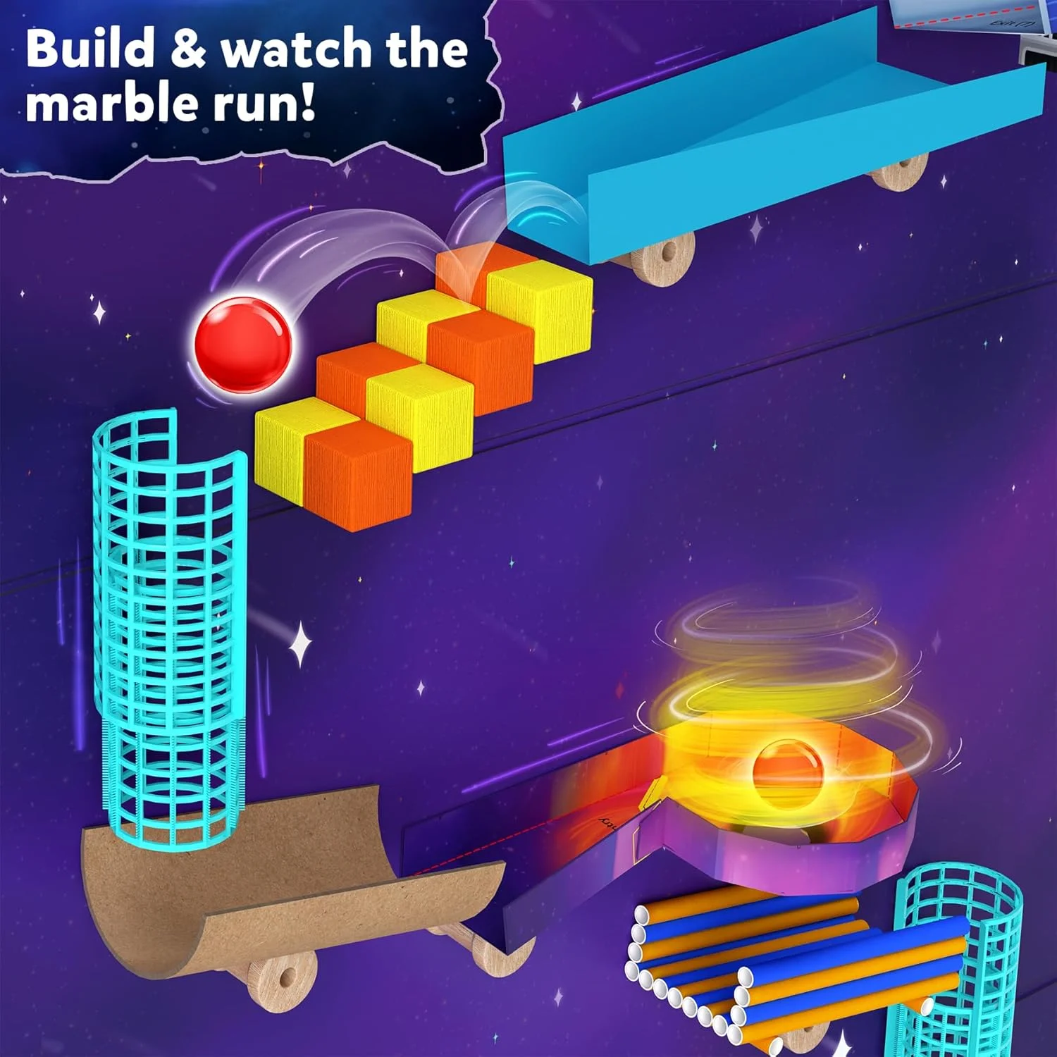 کیت کاردستی Skillmatics - مسیر مسابقه فضایی، فعالیت خودساز، اسباب بازی STEM، منبع آموزشی، اسباب بازی های آموزشی برای پسران و دختران، هدیه برای سنین 8، 9، 10، 11، 12، 13، 50+ قطعه