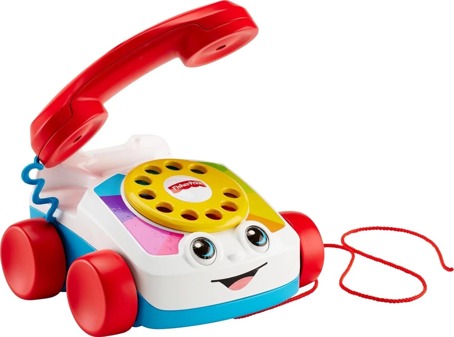 تلفن اسباب بازی چرخدار Fisher-Price برای کودکان نوپا با صفحه گردان و چرخ برای بازی و راه رفتن مناسب برای کودکان 1 سال به بالا