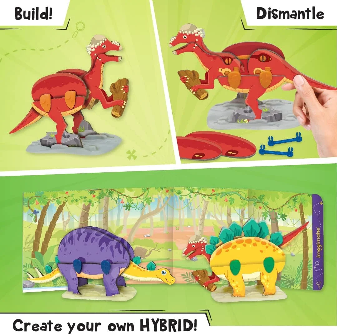 ایماجی‌میک مپولوژی دینو کوئست - فیگورهای دایناسور خودساز - اسباب‌بازی تخم دایناسور - هدیه برای پسران و دختران 5، 6، 7، 8 سال و بالاتر (آبی)