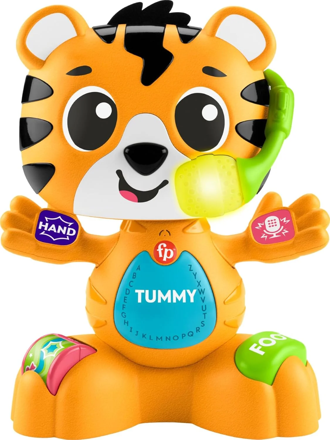 اسباب بازی آموزشی کودک ببر موزیکال Fisher-Price Link Squad Bop & Groove با نور و موسیقی برای سنین 9 ماه به بالا، فقط سازگار با محصولات Link Squad